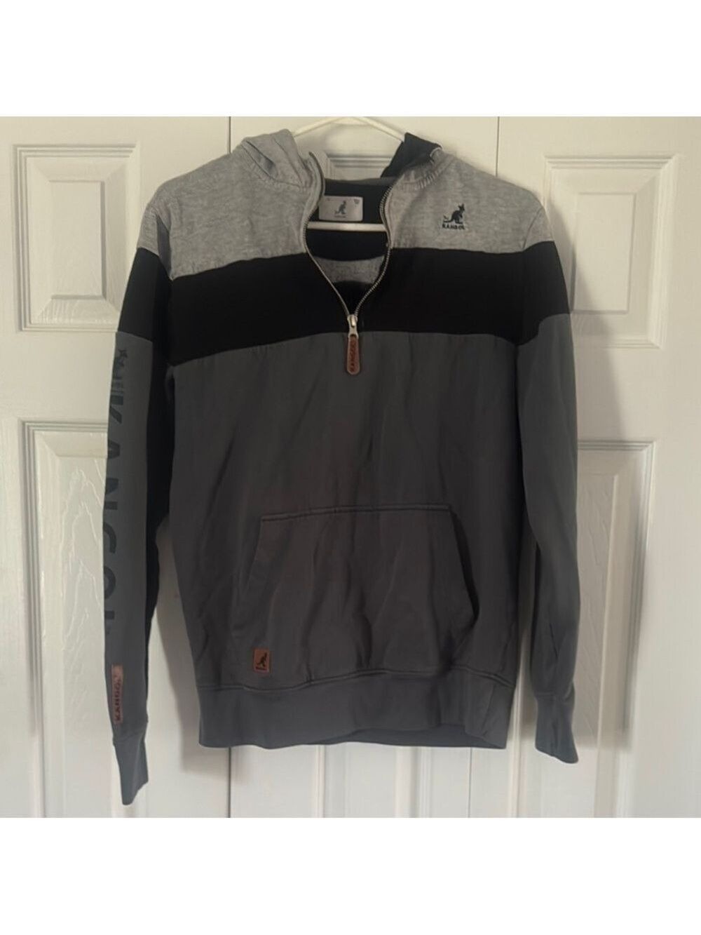 Kangol Gray and Black Zip Up Hoodie with Sporty Design